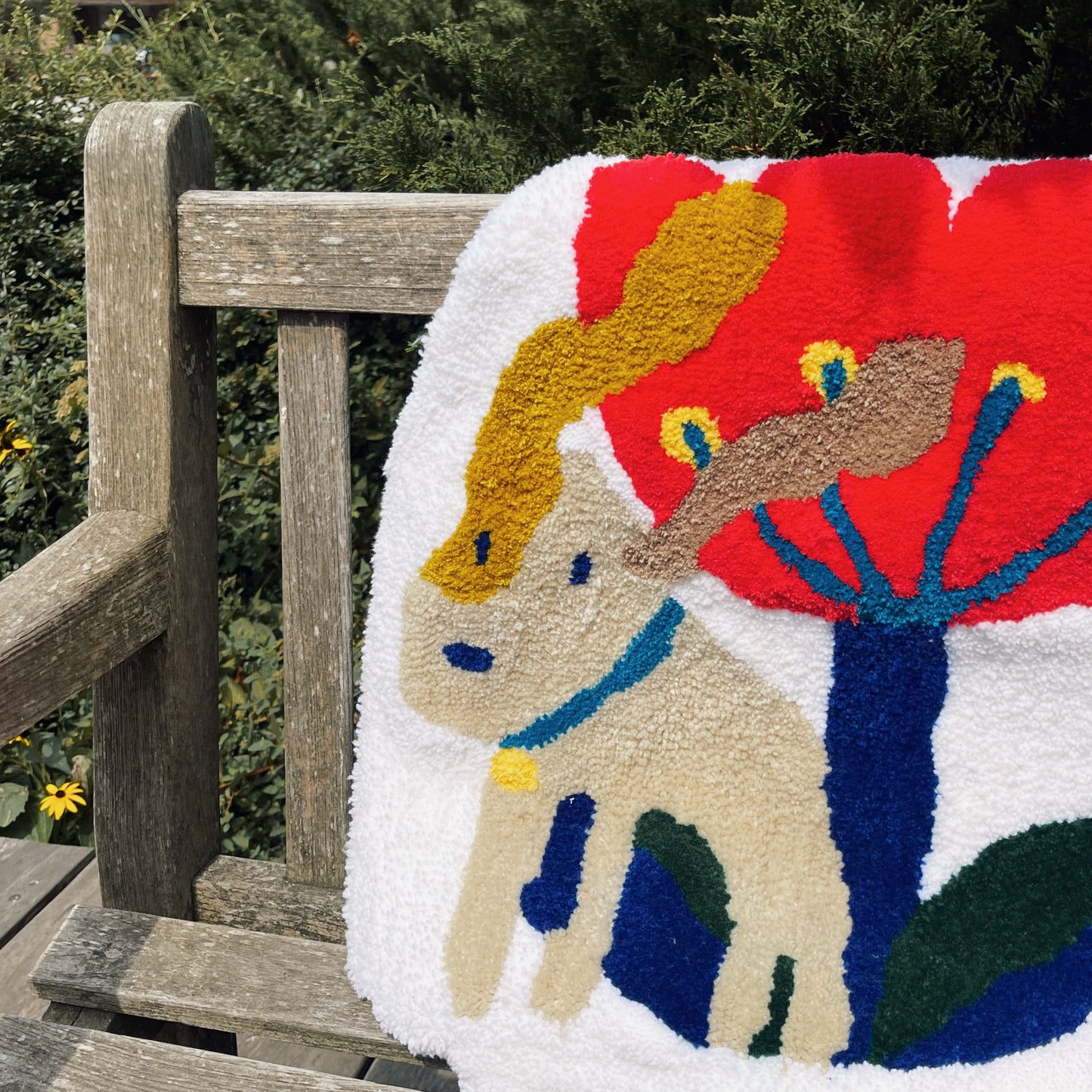 Furry Friend and Flower Tufted Rug